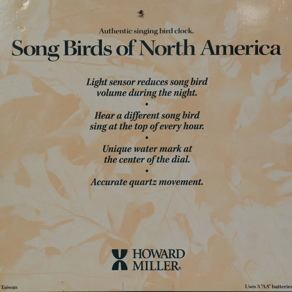 VTG Howard Miller Song Birds of North America Wall Clock Model 625-217 Quartz
